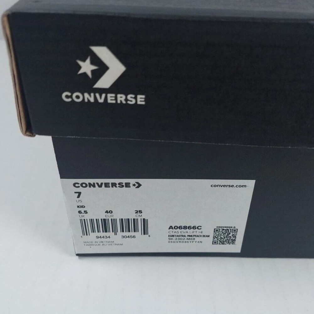 Converse CTAS Eva Lift Hi Kids Sneakers 7 Egret Astral Pink Rainbow Platform - Picture 2 of 6